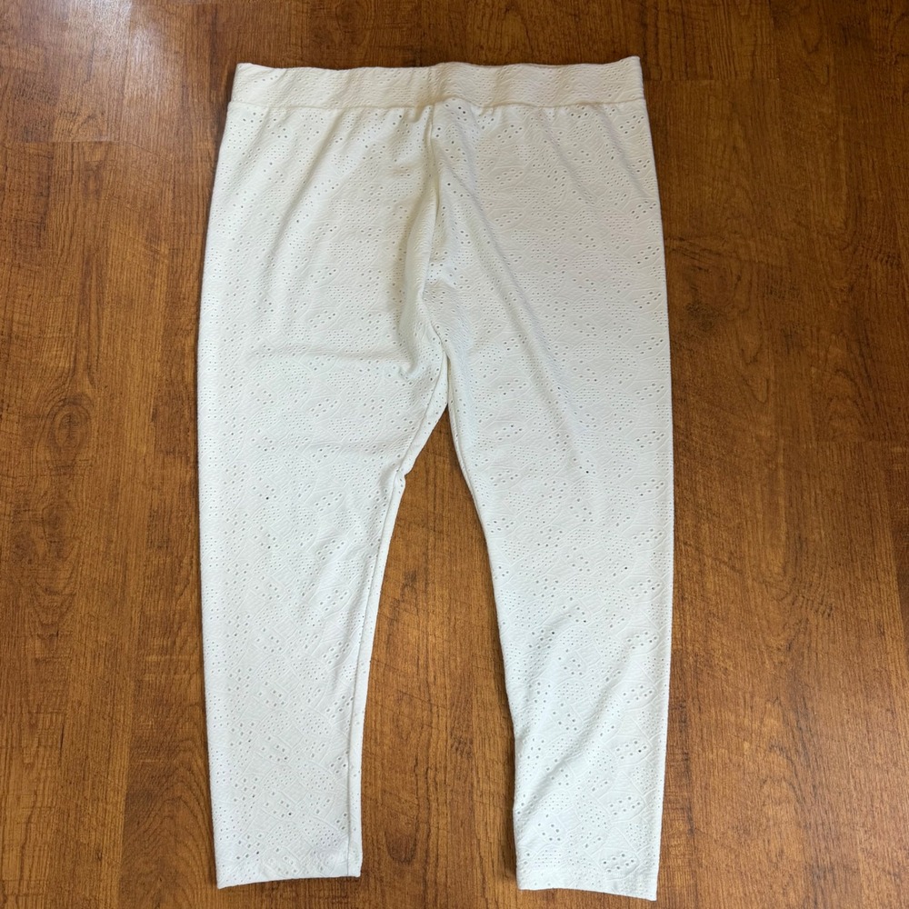 LOGO Layers Leggings Women XL White Eyelet Textured Stretch Casual Boho Chic